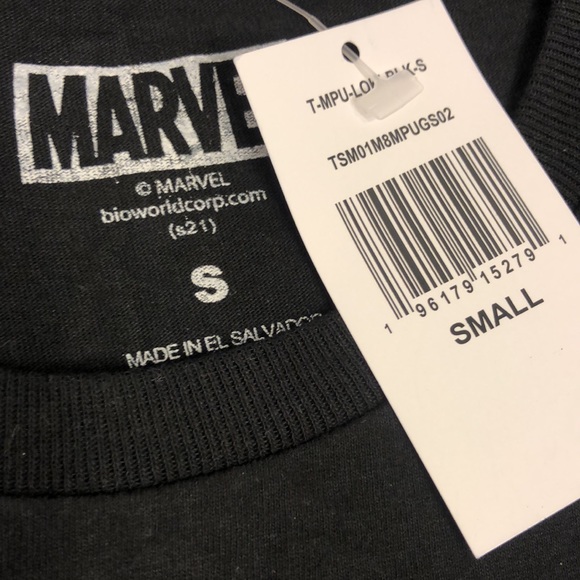 Marvel LOKI GOLDEN HORNS Black T-Shirt Size S Small NWT Officially Licensed - Picture 4 of 4